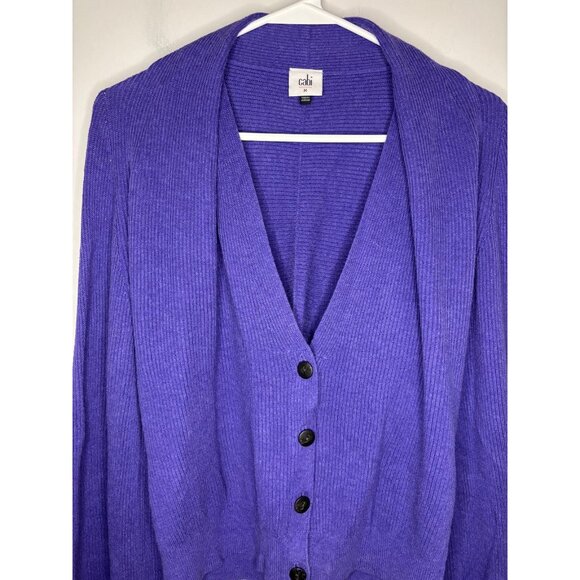 CAbi Sunday Cardigan Womens M Purple Button Up Ribbed V-Neck Knit - Picture 4 of 5